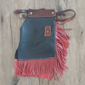 Toddler Black and Red Fringe Leather Chinks